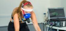 Woman on bike getting vo2 max test