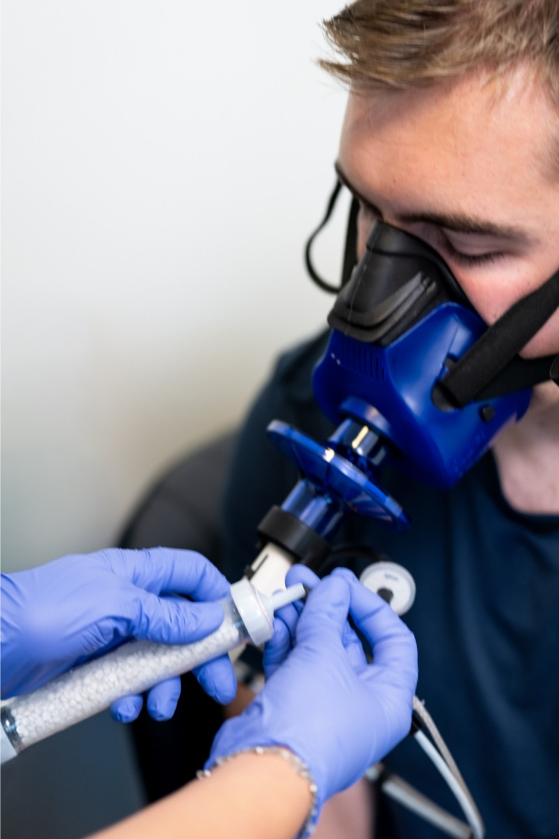 VO2 Max Testing - male patient receiving treatment 1